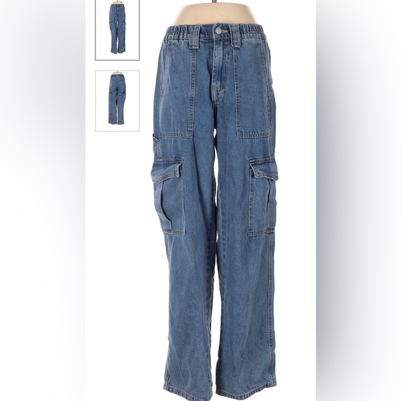 Simple Society Cargo straight high denim Jeans SZ 9/29 - Picture 2 of 9